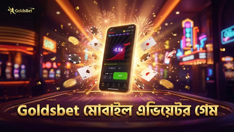 Goldsbet অ্যাপে মোবাইল থেকে এভিয়েটর গেম খেলার ইন্টারফেস